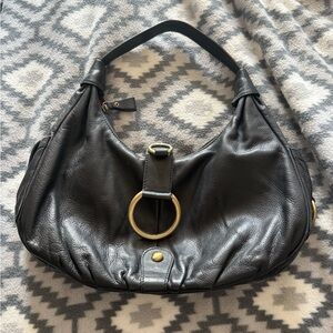 Michael Rome designs, Italian leather Elegant Black Leather Hobo Bag